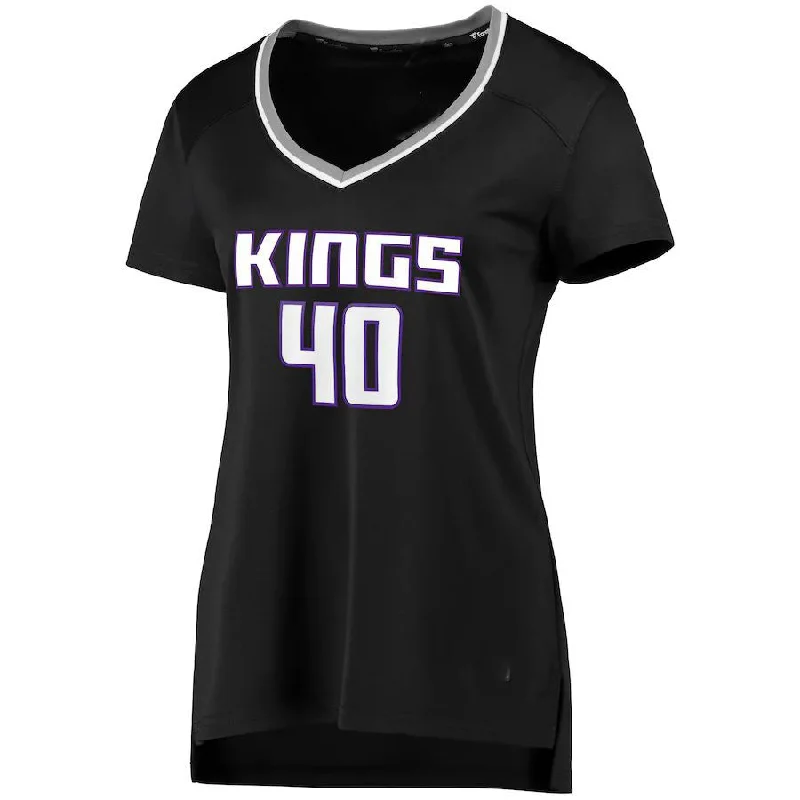 Basketball Jerseys with Breathable Mesh Panels for Ventilation-S.Kings #40 Harrison Barnes Fanatics Branded Women's Fast Break Player Replica Jersey Statement Edition Black Stitched American Basketball Jersey