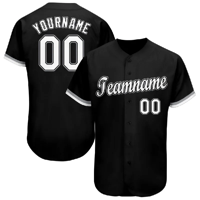 Baseball Jerseys with Vented Mesh Panels for Maximum Airflow-Custom Black White-Gray Baseball Jersey