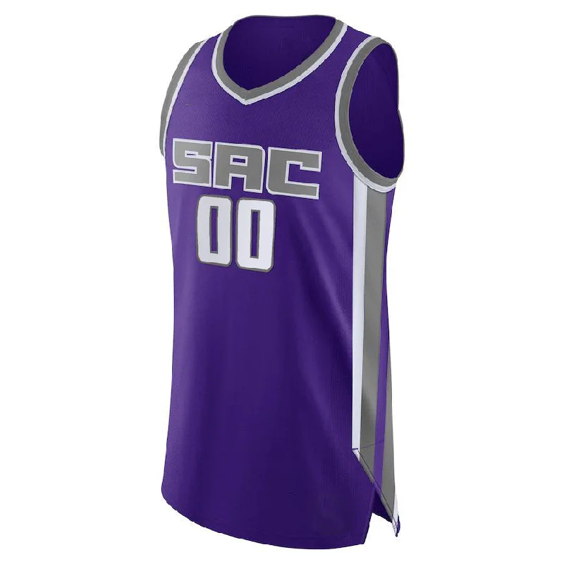 Basketball Jerseys with Double-Stitched Seams for Durability-Custom S.Kings 2021-22 Diamond Swingman Authentic  Jersey Purple  Icon Edition Stitched Basketball Jersey