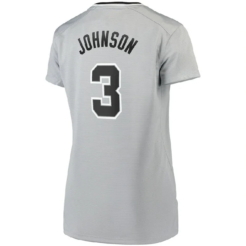 Youth Basketball Jerseys with Elastic Sleeves for Secure Fit-S.Antonio Spurs #3 Keldon Johnson Fanatics Branded Women's Fast Break Replica Jersey Silver Statement Edition Stitched American Basketball Jersey