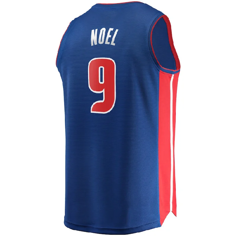 Basketball Jerseys with Soft Collar for Comfort-D.Pistons #9 Nerlens Noel Fanatics Branded Fast Break Replica Jersey Icon Edition Blue Stitched American Basketball Jersey