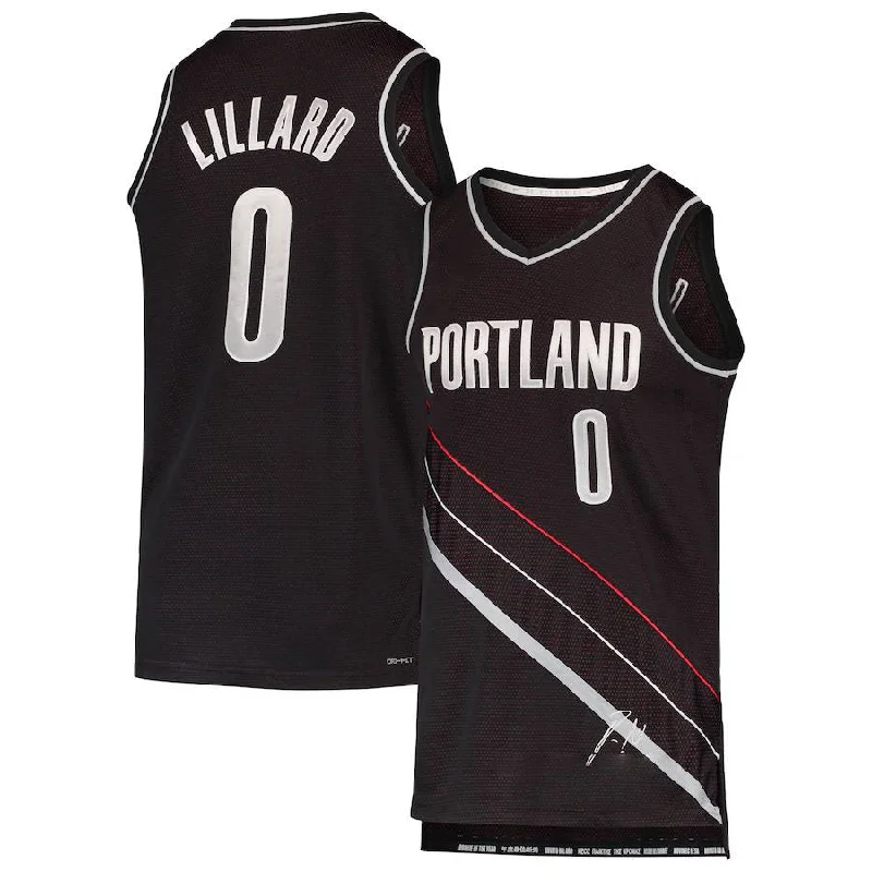 Basketball Jerseys with Modern Cut for Comfortable Fit-P.Trail Blazers #0 Damian Lillard Select Series Rookie of the Year Swingman Team Jersey  Black Stitched American Basketball Jersey