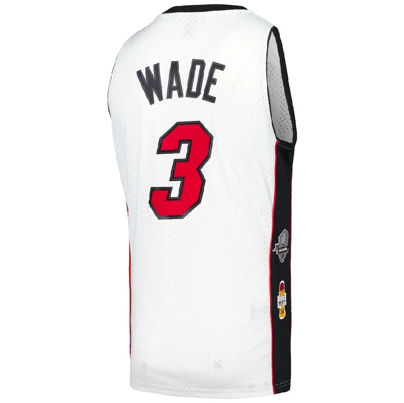 Basketball Jerseys with Ribbed Collar for Secure Fit-M.Heat #3 Dwyane Wade Mitchell & Ness Unisex Hall of Fame Class of 2023 Throwback Swingman Jersey - White Stitched American Basketball Jersey