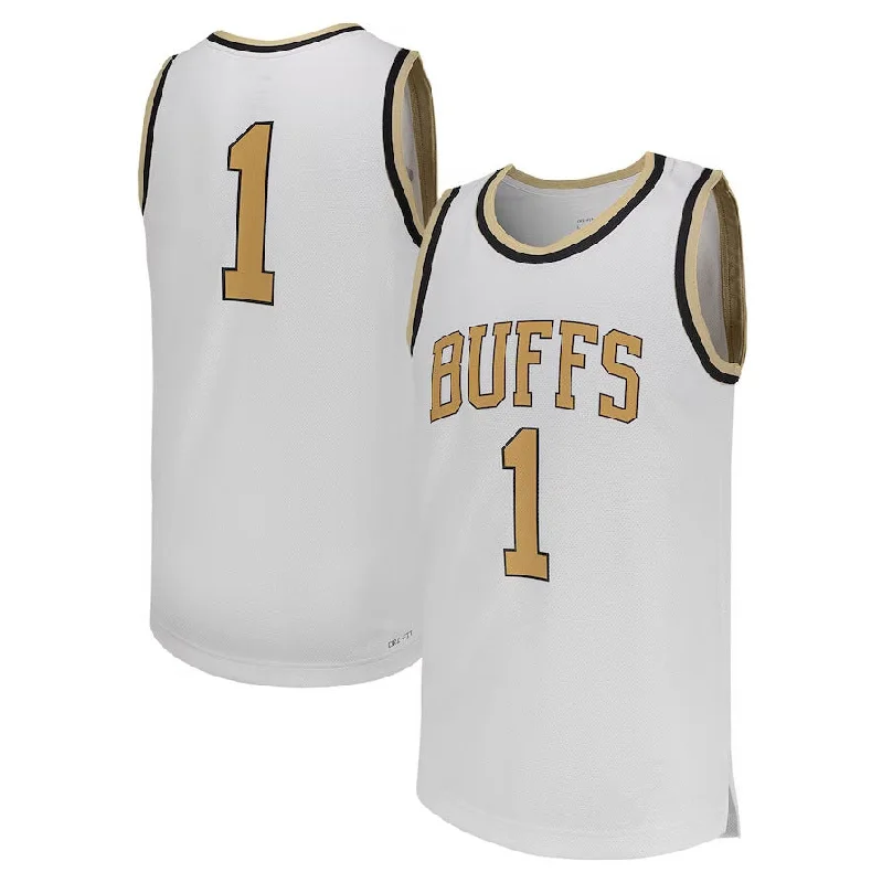 Basketball Jerseys with Custom Fit for Youth and Adults-#1 C.Buffaloes Replica Basketball Jersey - White American College Jerseys