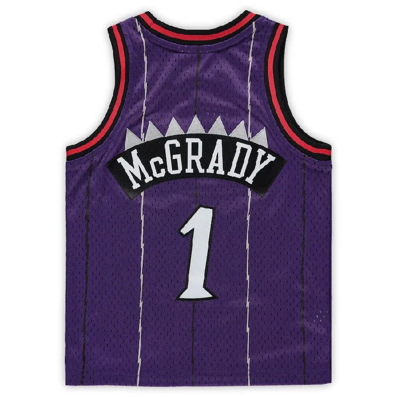 Basketball Jerseys with Soft Touch Fabric for All-Day Comfort-T.Raptors #1 Tracy McGrady Mitchell & Ness Preschool Hardwood Classics Throwback Team Jersey Purple Stitched American Basketball Jersey