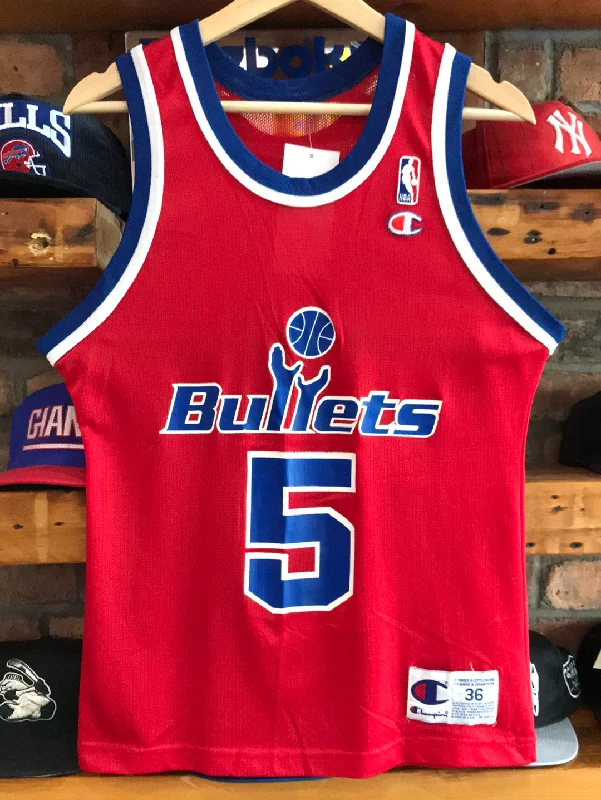 Basketball Jerseys with Large Team Logos for Strong Identity-Vintage Champion Washington Bullets Juwan Howard Jersey Size 36 Small