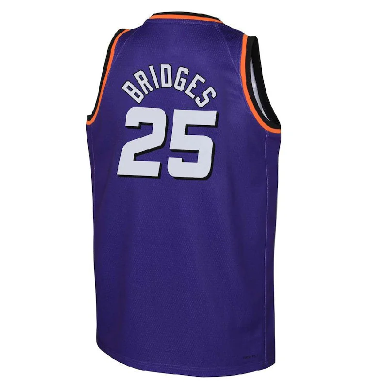 Basketball Jerseys with Vintage Style for Old-School Look-P.Suns #25 Mikal Bridges 2022-23 Swingman Jersey Purple Classic Edition Purple Stitched American Basketball Jersey