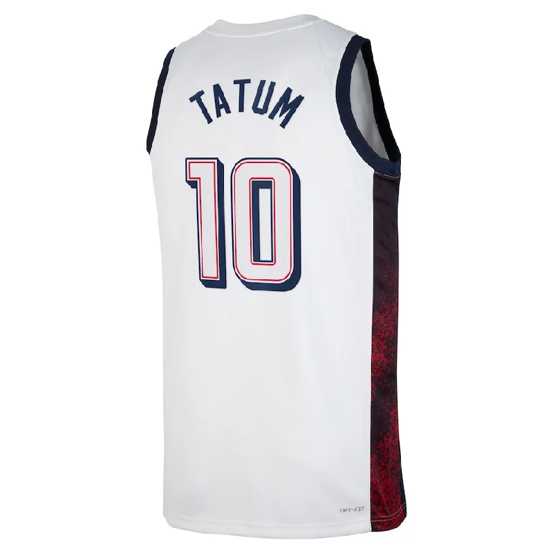 Basketball Jerseys with Stretch Fabric for Flexibility-USA Basketball #10 Jayson Tatum 2024 Swingman Player Jersey - White American Basketball Jersey