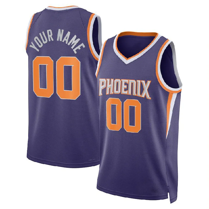 Basketball Jerseys with Reinforced Elbows for Extra Durability-Custom P.Suns Unisex 2022-23 Swingman Custom Jersey Purple Icon Edition Stitched Basketball Jersey