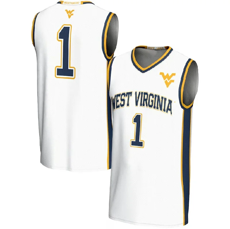 Basketball Jerseys with Padded Shoulders for Extra Protection-#1 W.Virginia Mountaineers GameDay Greats Lightweight Basketball Jersey - White American College Jerseys