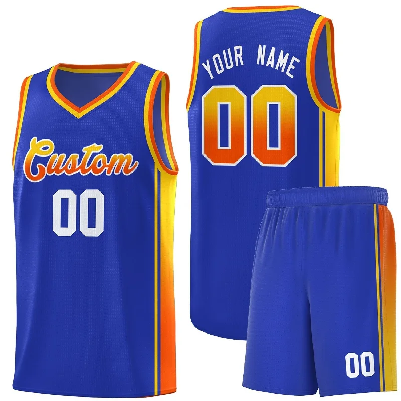 Basketball Jerseys with Large Team Logos for Strong Identity-Custom Royal Gold-Orange Gradient Fashion Sports Uniform Basketball Jersey