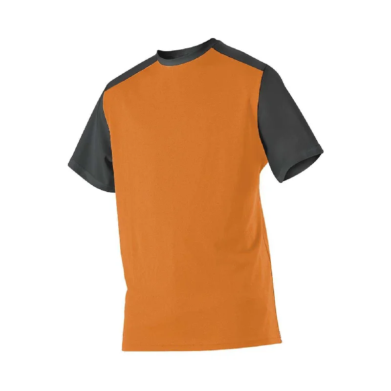 Baseball Jerseys with Contrast Stitching for Bold Design-Alleson Athletic 532CJY Youth Crew Neck Baseball Jersey - Burnt Orange Black