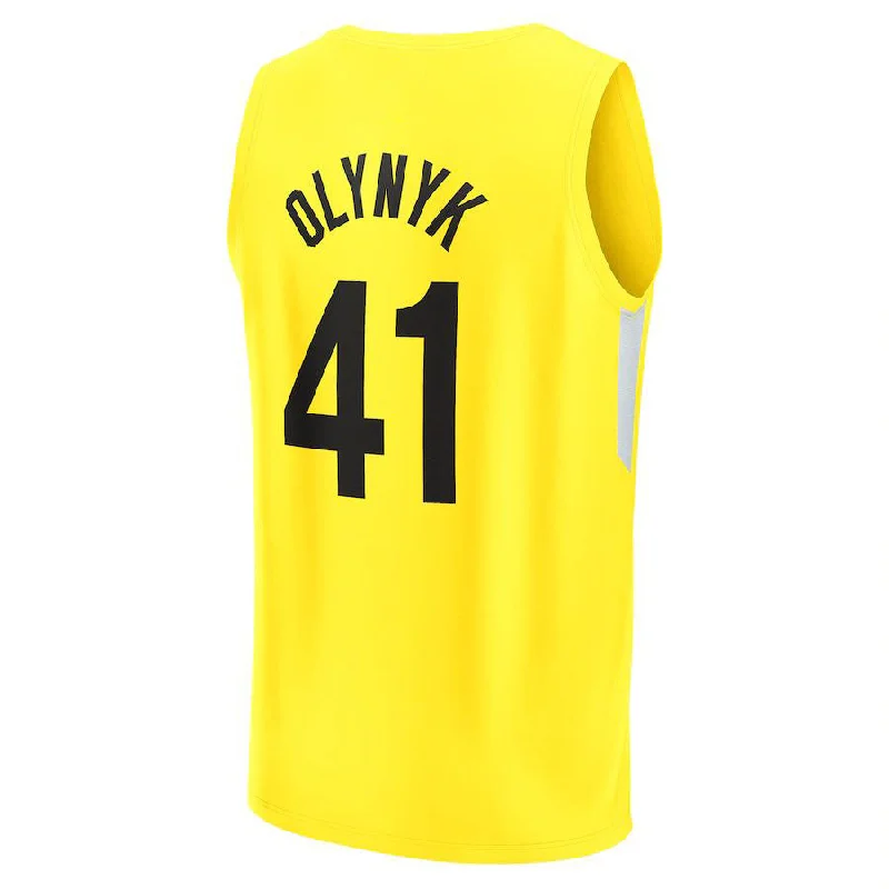 Basketball Jerseys with Sweat-Wicking Technology for Dry Comfort-U.Jazz #41 Kelly Olynyk Fanatics Branded 2022-23 Fast Break Replica Player Jersey Icon Edition Yellow Stitched American Basketball Jersey