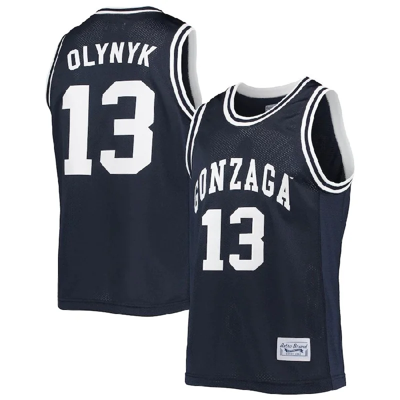 Basketball Jerseys with Embroidered Logos for Premium Look-Gonzaga Bulldogs #13 Kelly Olynyk Original Retro Brand Alumni Commemorative Classic Basketball Jersey Stitched American College Jerseys