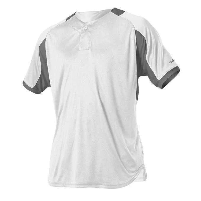 Baseball Jerseys with Padded Shoulders for Extra Protection-Alleson Athletic 5081BY Youth Baseball Jersey - White Charcoal Solid