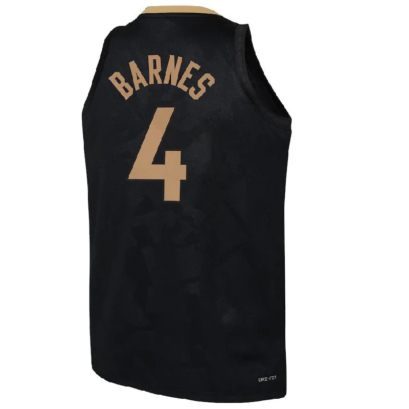 Basketball Jerseys with Anti-Chafe Seams for Comfort-T.Raptors #4 Scottie Barnes  Swingman Jersey City Edition Black Stitched American Basketball Jersey