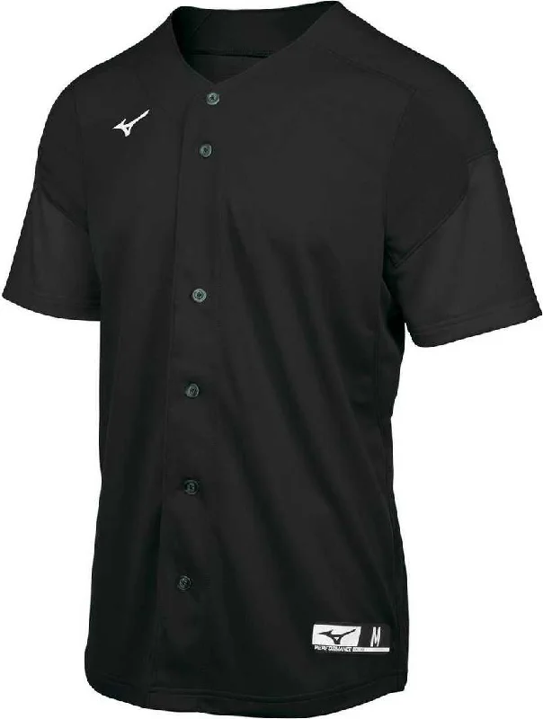 Baseball Jerseys with Lightweight Nylon Fabric for Ultimate Comfort-Mizuno Youth Aerolite Full Button Baseball Jersey - Black