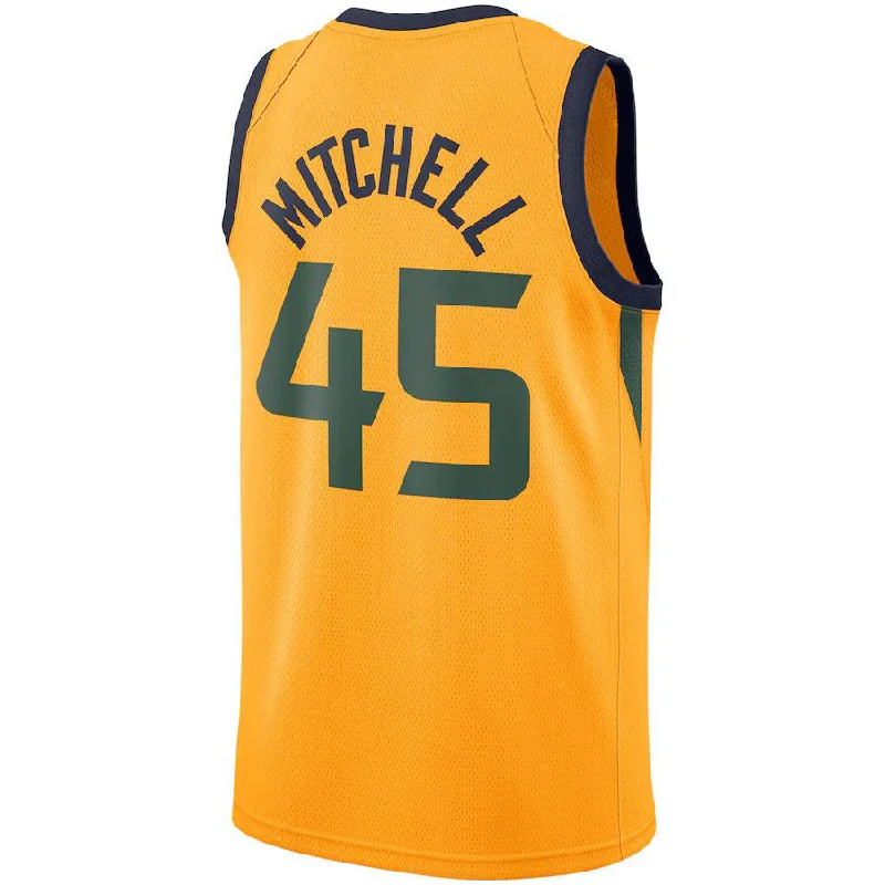 Basketball Jerseys with High-Performance Fabrics for Serious Athletes-U.Jazz #45 Donovan Mitchell Replica Swingman Jersey Gold Statement Edition Stitched American Basketball Jersey