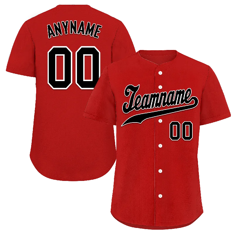 Baseball Jerseys with Elastic Waistband for Secure Fit-Custom Red Classic Style Black Personalized Authentic Baseball Jersey BSBJ01-bd0fa09