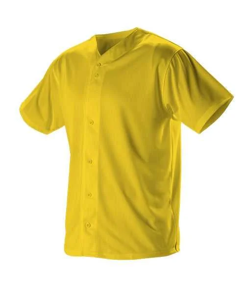 Baseball Jerseys with Lightweight Nylon Fabric for Ultimate Comfort-Alleson Athletic 52MBFJ Adult Full Button Lightweight Baseball Jersey - Light Gold