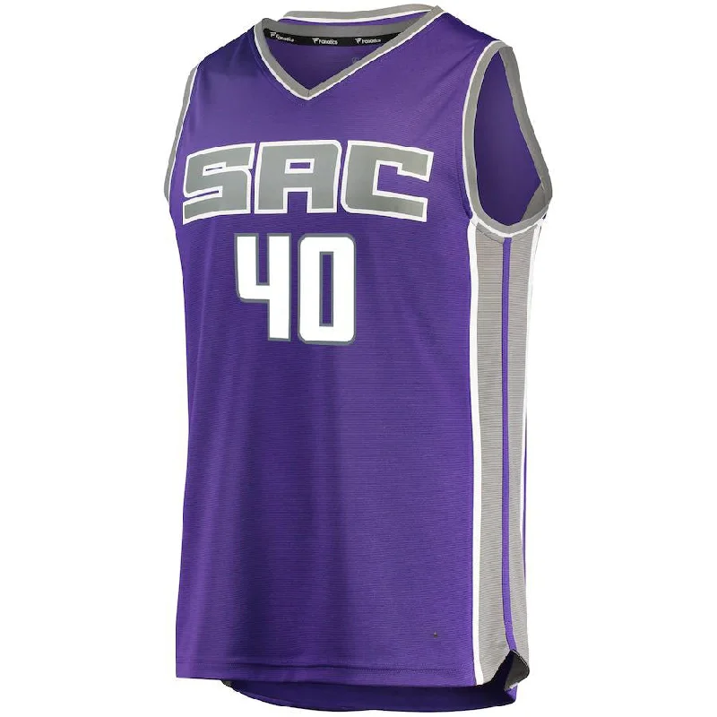 Basketball Jerseys with Custom Team Logos-S.Kings #40 Harrison Barnes Fanatics Branded Fast Break Replica Jersey Purple Icon Edition Stitched American Basketball Jersey