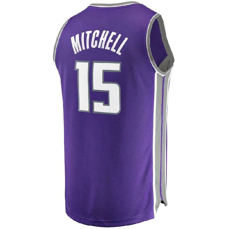 Basketball Jerseys with Anti-Wrinkle Fabric for Easy Maintenance-S.Kings #15 Davion Mitchell Fanatics Branded Draft First Round Pick Fast Break Replica Jersey Purple Icon Edition Stitched American Basketball Jersey