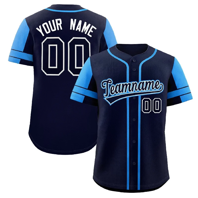 Baseball Jerseys with Custom Logo Printing for Unique Identity-Custom Navy Royal Personalized Raglan Sleeves Authentic Baseball Jersey