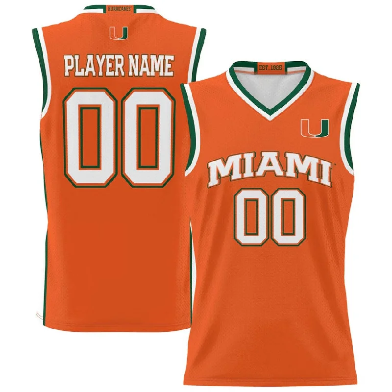 Basketball Jerseys with Mesh Sides for Extra Airflow-Custom M.Hurricanes GameDay Greats NIL Pick-A-Player Lightweight Basketball Jersey - Orange American College Jerseys