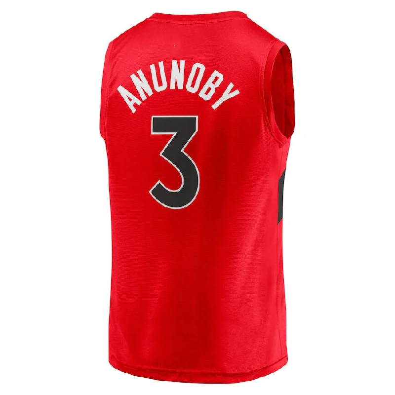 Basketball Jerseys with Heat-Pressed Numbers and Logos for Durability-T.Raptors #3 OG Anunoby Fanatics Branded Fast Break Replica Jersey Red Icon Edition Stitched American Basketball Jersey