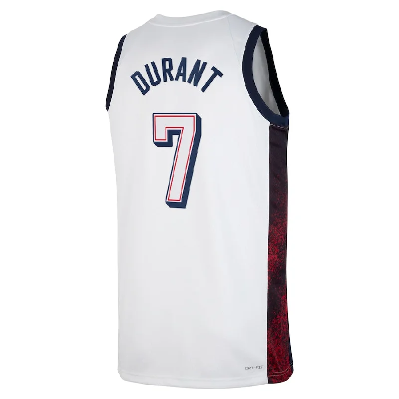 Basketball Jerseys with V-Neck Design for Classic Fit-USA Basketball #7 Kevin Durant Unisex 2024 Swingman Player Jersey - White American Basketball Jersey