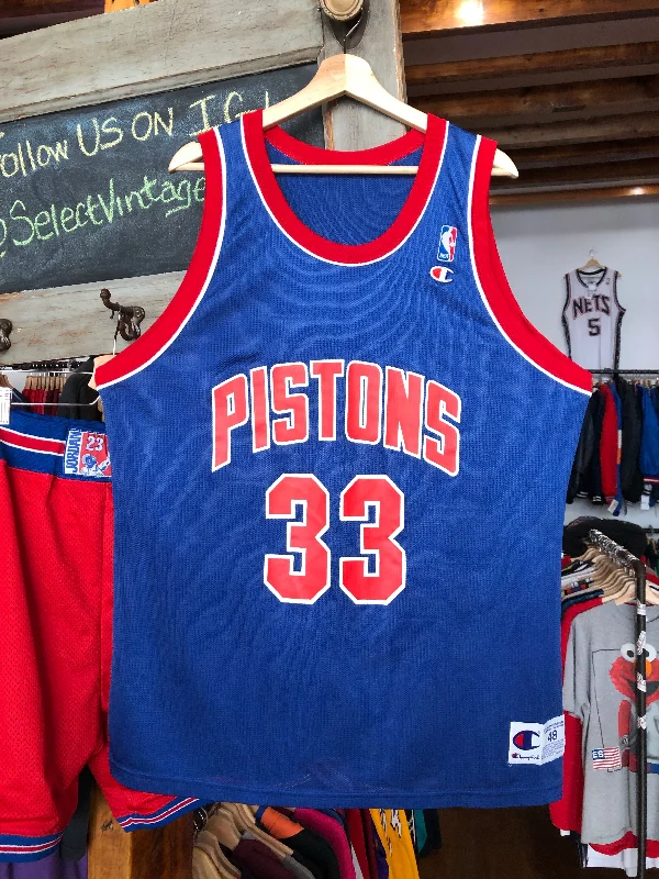 Basketball Jerseys with Raglan Sleeves for Mobility-Vintage Deadstock Early 90s Detroit Pistons Grant Hill Jersey 48 XL