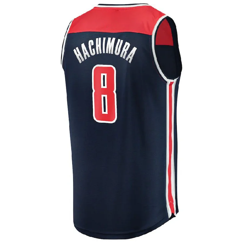 Basketball Jerseys with Full-Button Closure for Traditional Style-W.Wizards #8 Rui Hachimura Fanatics Branded Fast Break Replica Player Team Jersey Statement Edition Navy Stitched American Basketball Jersey