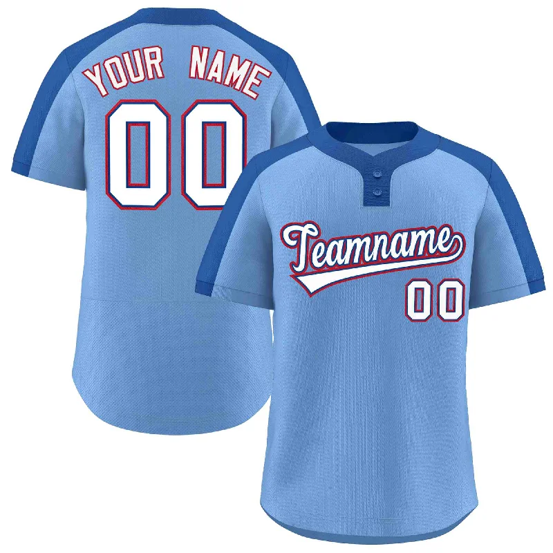 Baseball Jerseys with Slim Cut for Athletic Look-Custom Light Blue White-Royal Classic Style Authentic Two-Button Baseball Jersey