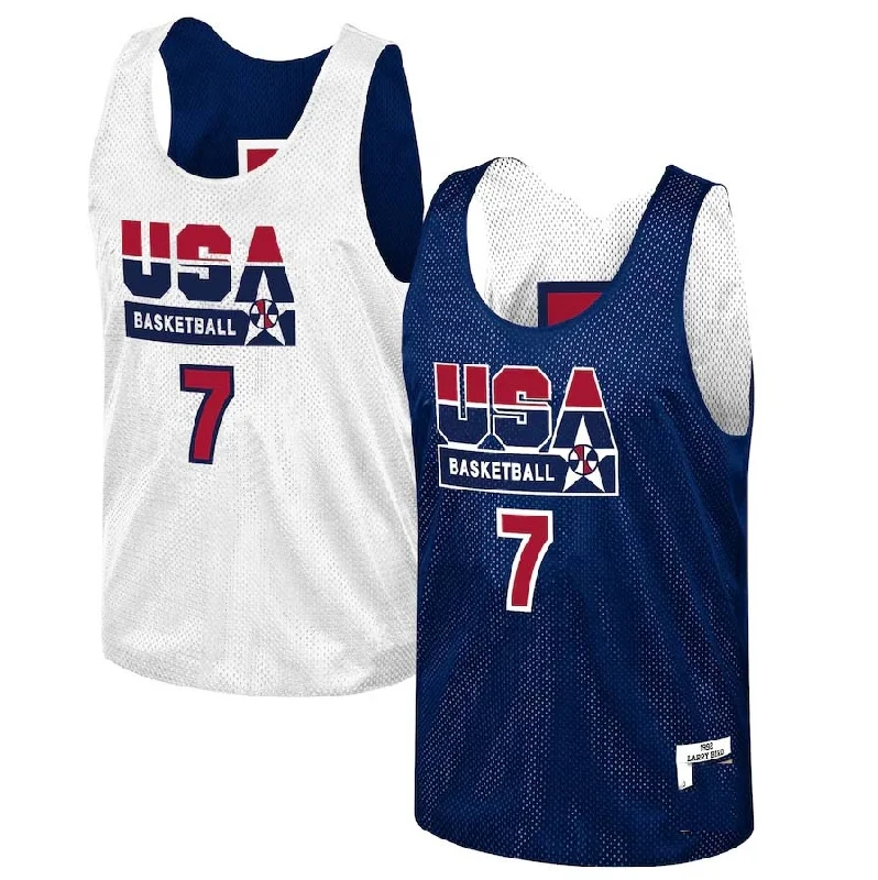 Basketball Jerseys with Tight-Fit Sleeves for Streamlined Look-USA Basketball #7 Larry Bird Mitchell & Ness Training 1992 Dream Team Authentic Reversible Practice Jersey - Navy American Basketball Jersey