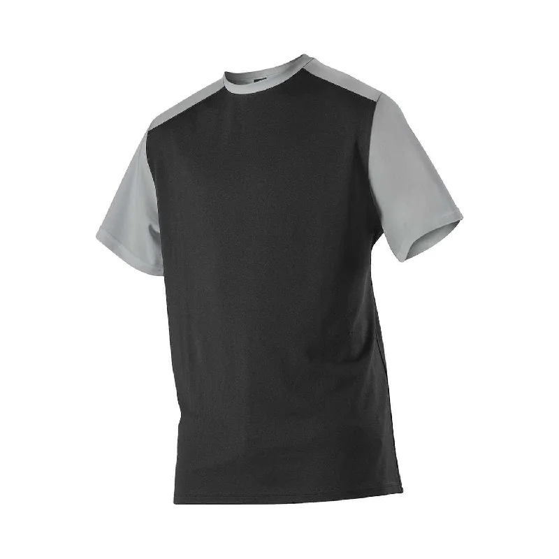 Baseball Jerseys with Mesh Sides for Extra Airflow-Alleson Athletic 532CJY Youth Crew Neck Baseball Jersey - Black Silver