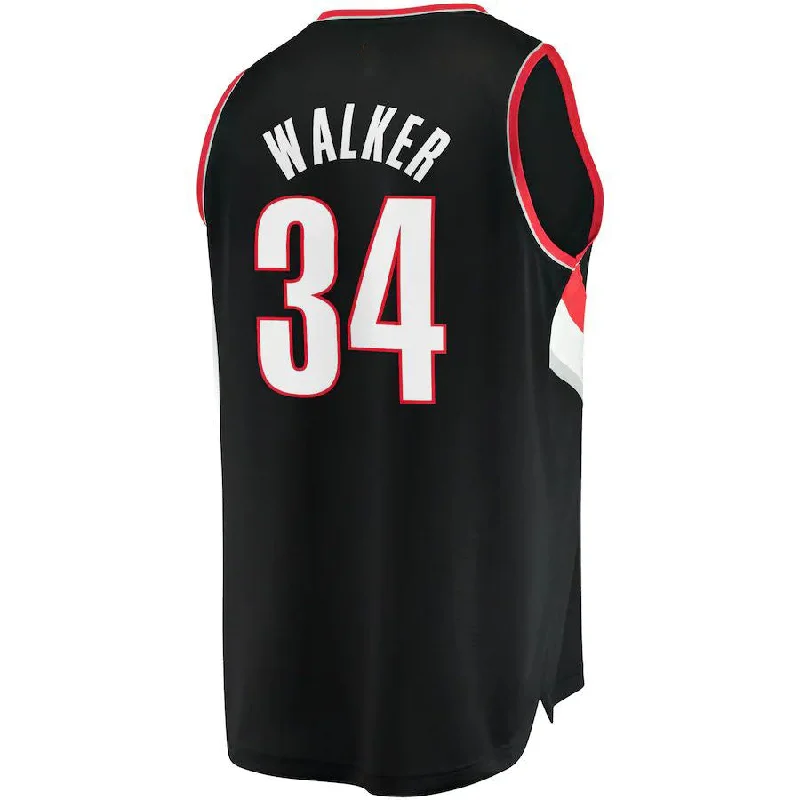 Basketball Jerseys with Soft Touch Fabric for All-Day Comfort-P.Trail Blazers #34 Jabari Walker Fanatics Branded 2021-22 Fast Break Replica Jersey Icon Edition Black Stitched American Basketball Jersey