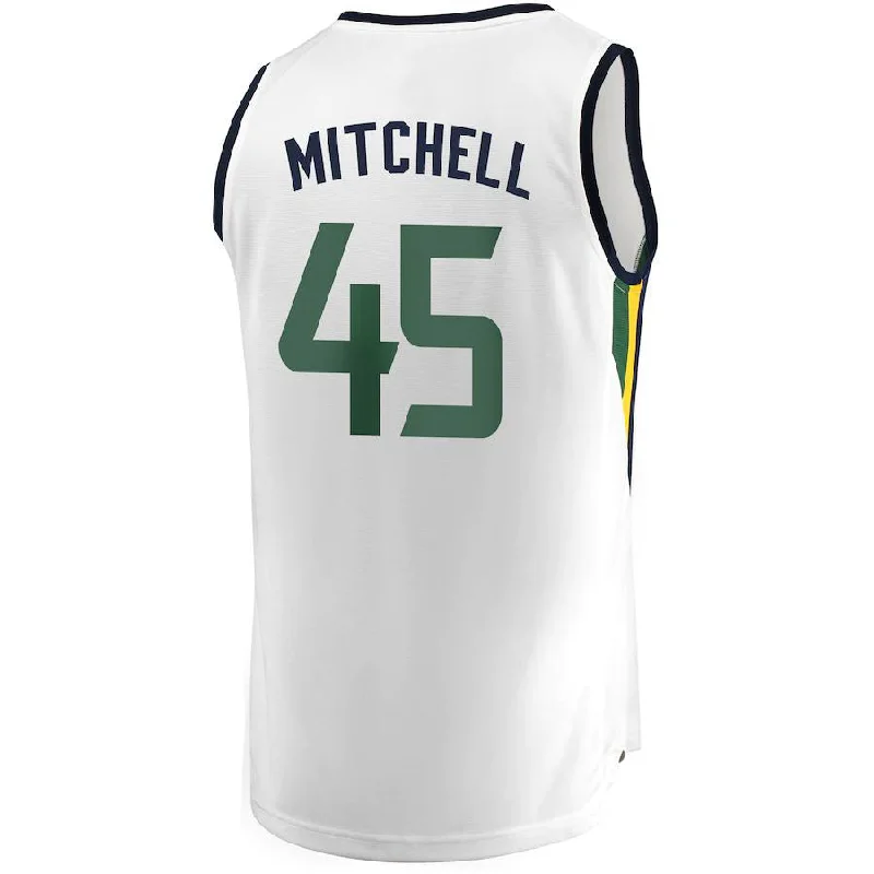 Basketball Jerseys with Extra Padding for Protection-U.Jazz #45 Donovan Mitchell Fanatics Branded Fast Break Replica Jersey White Association Edition Stitched American Basketball Jersey