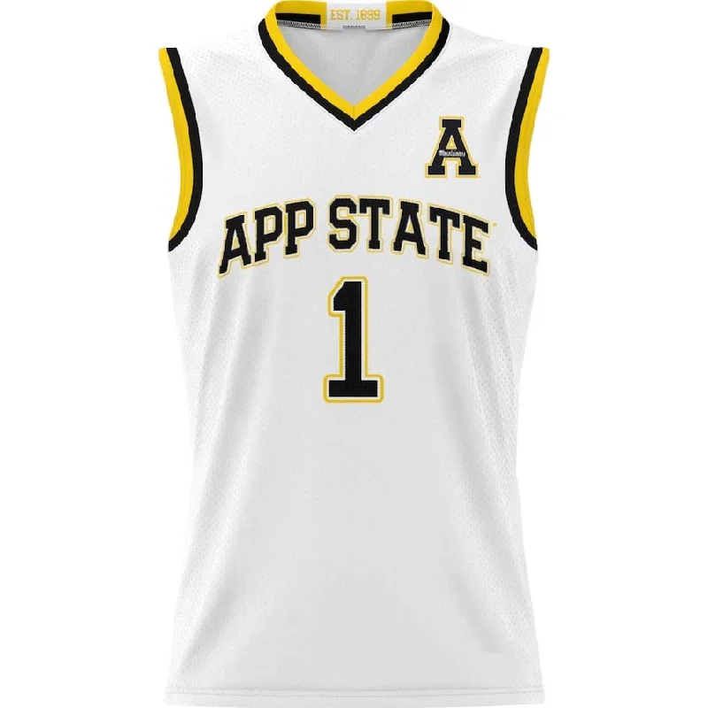 Basketball Jerseys with Breathable Mesh Panels for Ventilation-#1 A.State Mountaineers GameDay Greats Lightweight Basketball Jersey - White Stitched American College Jerseys