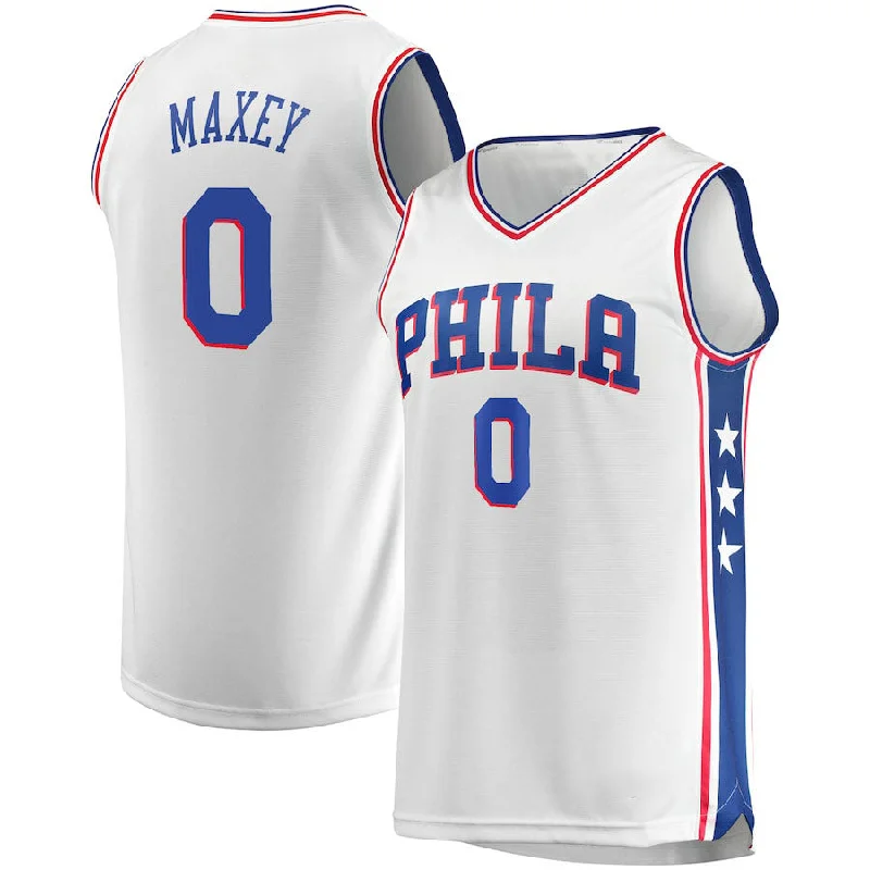 Basketball Jerseys with Mesh Back for Extra Cooling-PH.76ers #0 Tyrese Maxey Fanatics Branded 2022-23 Fast Break Replica Jersey  White  Association Edition Stitched American Basketball Jersey