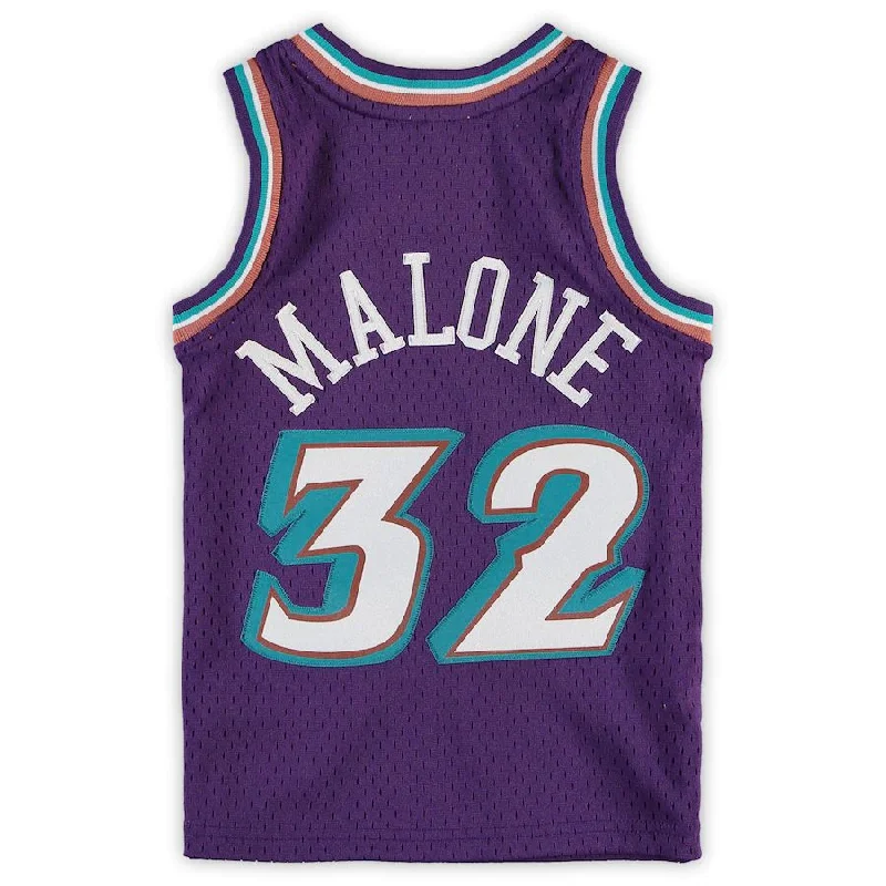 Basketball Jerseys with Moisture-Wicking Technology-U.Jazz #32 Karl Malone Mitchell & Ness Preschool Hardwood Classics Throwback Team Jersey Purple Stitched American Basketball Jersey