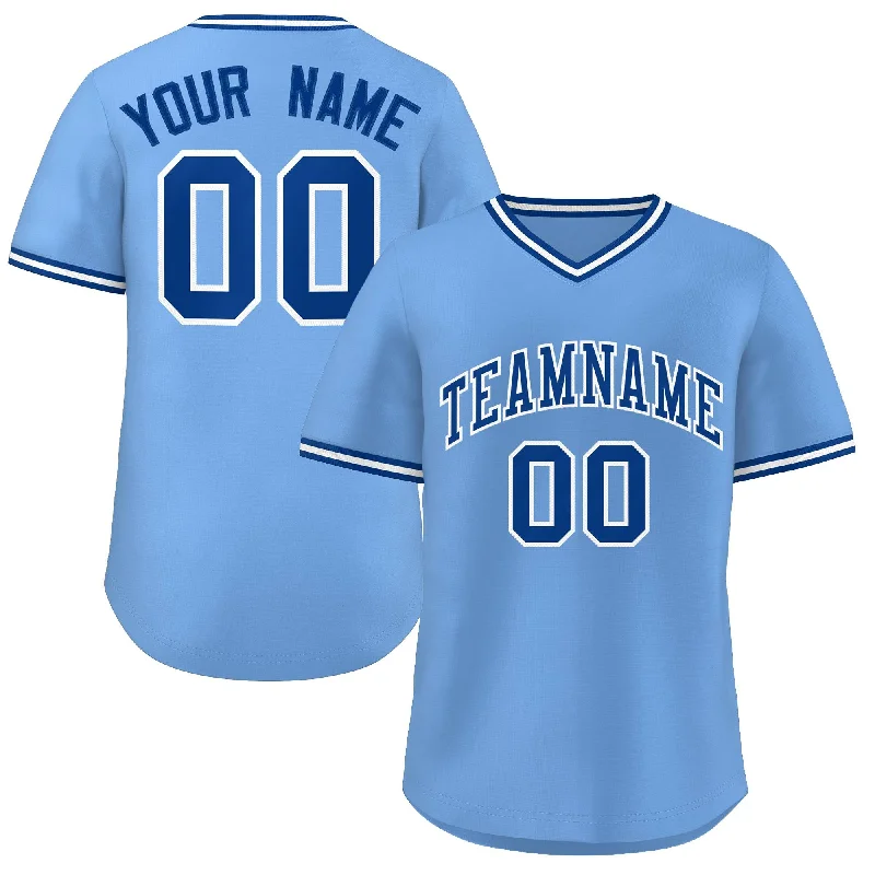 Baseball Jerseys with Vintage Style for Old-School Look-Custom Light Blue Royal-White Classic Style Authentic Pullover Baseball Jersey