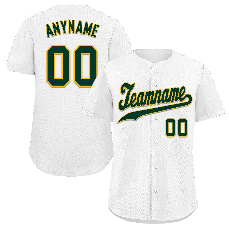 Custom Baseball Jerseys with Player Names and Numbers-Custom White Classic Style Green Personalized Authentic Baseball Jersey BSBJ01-bd0fac0