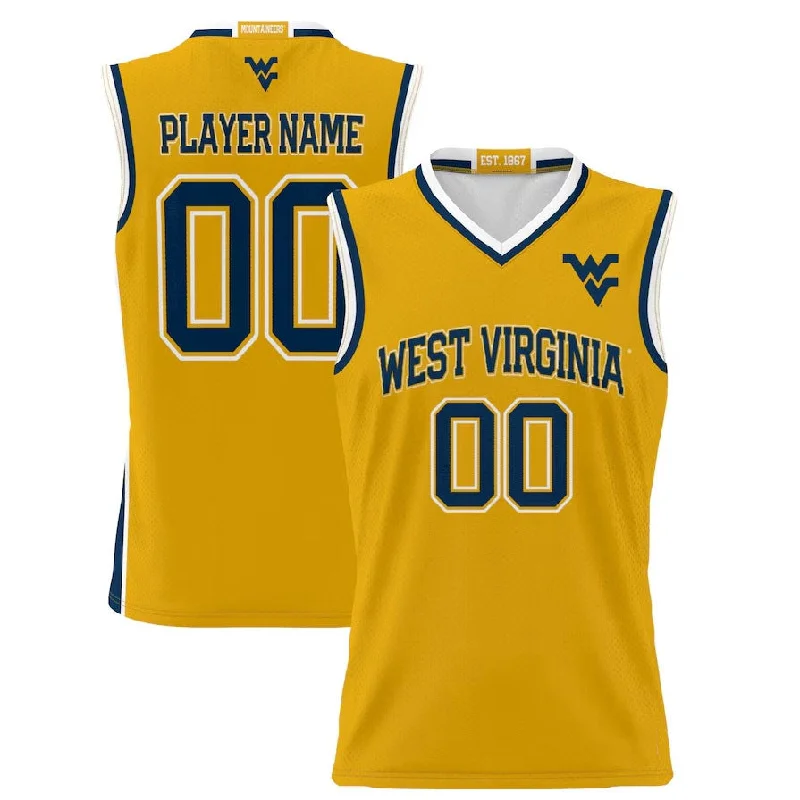 Premium Basketball Jerseys for Professional Teams-W.Virginia Mountaineers GameDay Greats Unisex Lightweight NIL Pick-A-Player Basketball Jersey - Gold American College Jerseys