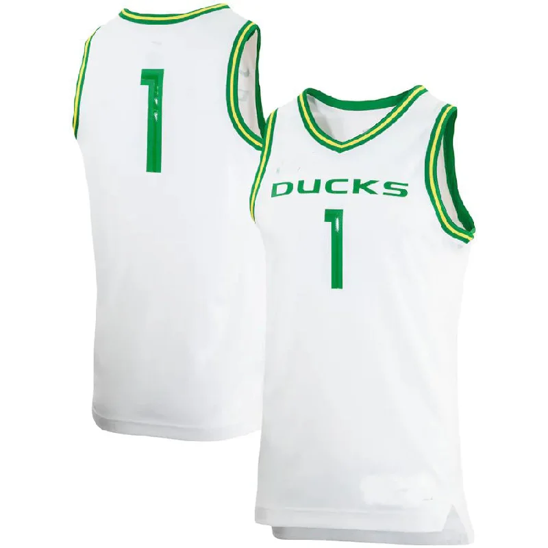 Basketball Jerseys with Stretch-Fit Design for Flexible Play-#1 O.Ducks Replica Team Basketball Jersey White Stitched American College Jerseys