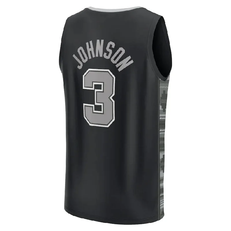 Basketball Jerseys with Adjustable Neck Design for Perfect Fit-S.Antonio Spurs #3 Keldon Johnson Fanatics Branded  Fast Break Replica Player Jersey Statement Edition Black Stitched American Basketball Jersey