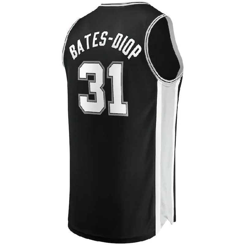 Basketball Jerseys with Customizable Sleeve Length for Different Looks-S.Antonio Spurs #31 Keita Bates-Diop Fanatics Branded 2021-22 Fast Break Replica Jersey Icon Edition Black Stitched American Basketball Jersey