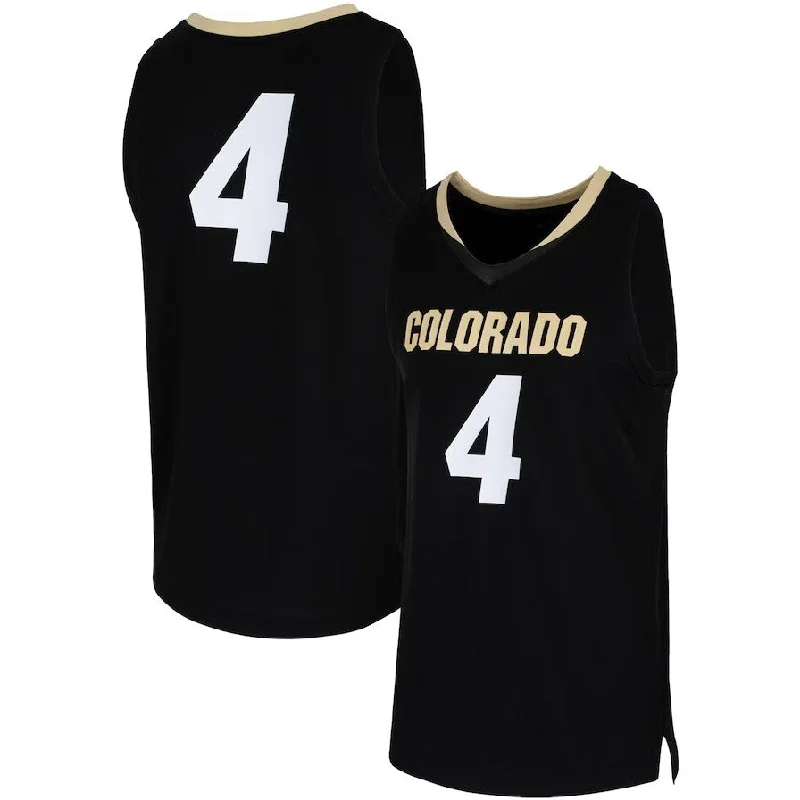 Basketball Jerseys with Tapered Cut for Modern Appeal-#4 C.Buffaloes Team Replica Basketball Jersey - Black American College Jerseys