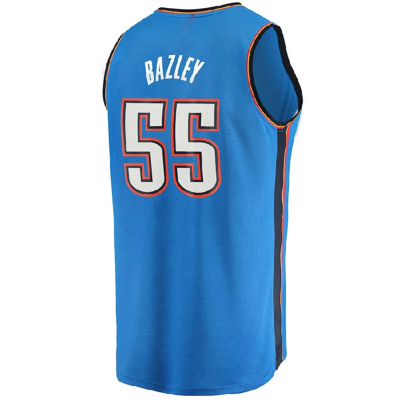 Lightweight Basketball Jerseys for Comfort and Speed-OC.Thunder #55 Darius Bazley Fanatics Branded 2021-22 Fast Break Replica Jersey Icon Edition Blue Stitched American Basketball Jersey