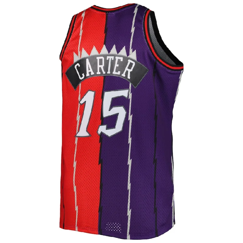 Basketball Jerseys with Breathable Mesh Panels for Ventilation-T.Raptors #15 Vince Carter Mitchell & Ness Big & Tall Hardwood Classics 1998-99 Split Swingman Jersey PurpleRed Stitched American Basketball Jersey