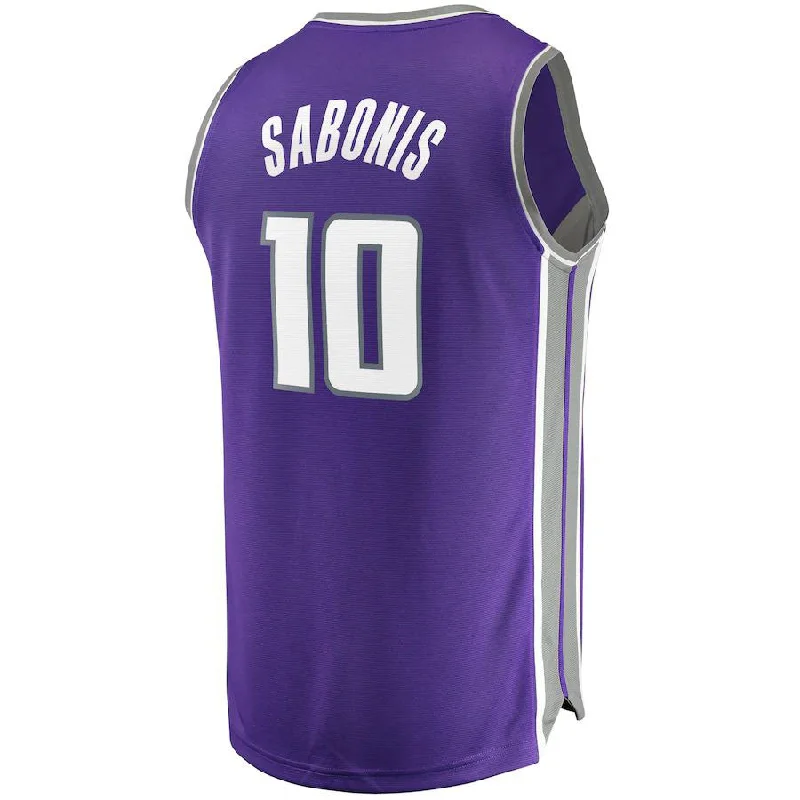 Basketball Jerseys with Reinforced Stitching for Durability-S.Kings #10 Domantas Sabonis Fanatics Branded Fast Break Replica Jersey Purple Icon Edition Stitched American Basketball Jersey